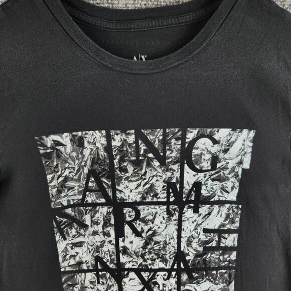 Armani Exchange T-shirt Women Large Logo Short Sleeve Black Graphic Soft Adult - Picture 2 of 14